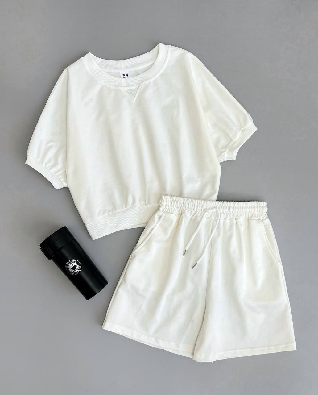 ست بلوز و شلوارک سفید کد 3776