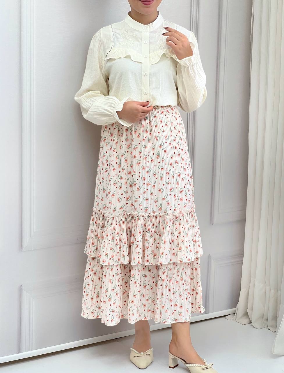 دامن پلیسه گل ریز 4 کد 3778