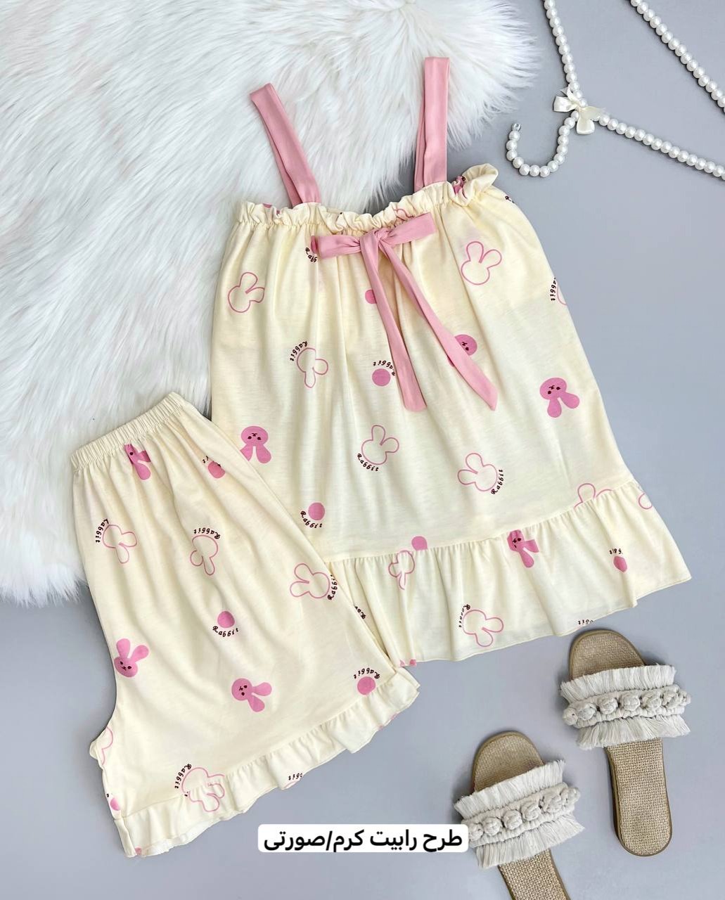 ست تاپ و شلوارک نخ و پنبه کد 3783