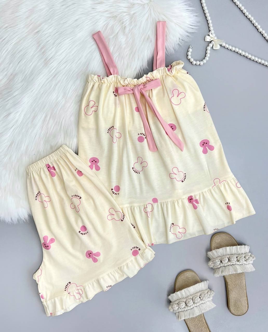 ست تاپ و شلوارک نخ و پنبه کد 3783