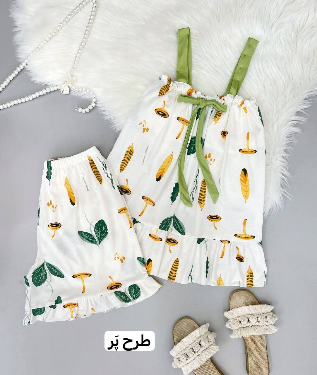 ست تاپ و شلوارک نخ و پنبه کد 3783