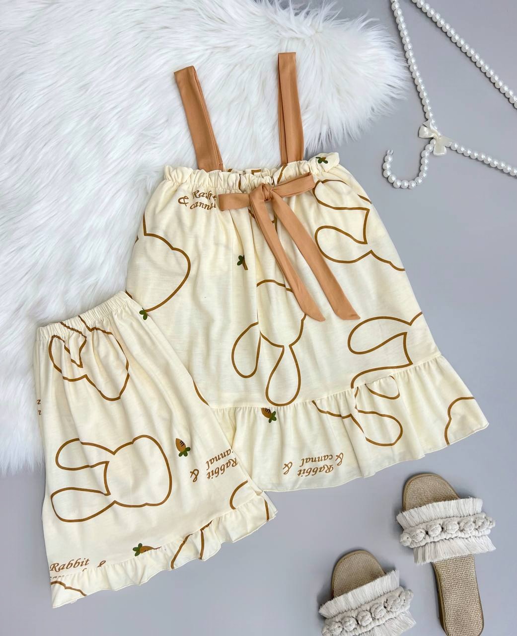 ست تاپ و شلوارک نخ و پنبه کد 3783