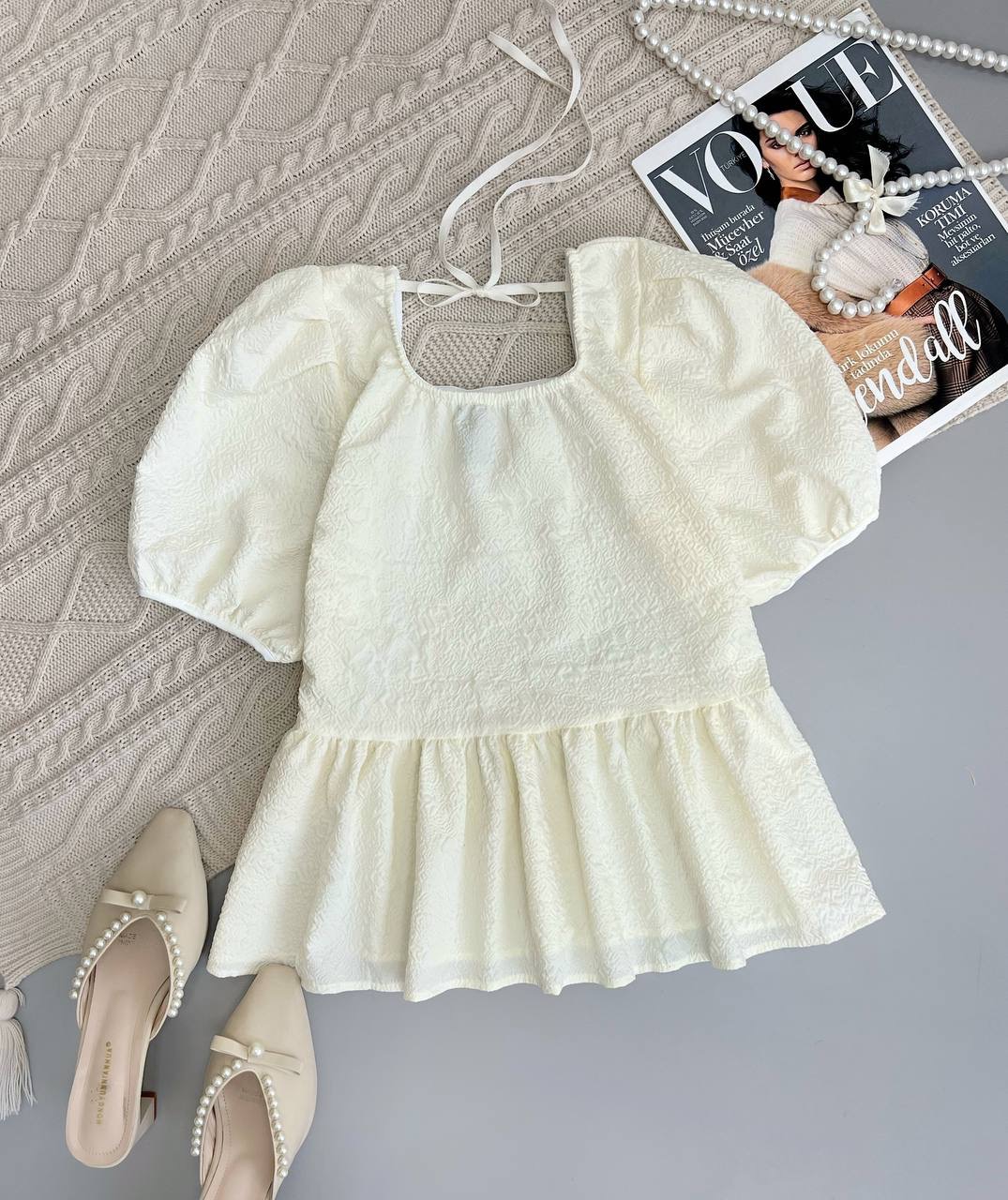 شومیز ژاکارد پشت پاپیون کد 3785