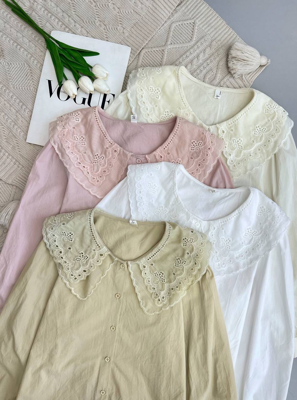 شومیز یقه خامه دوزی کتان نخ کد 3786