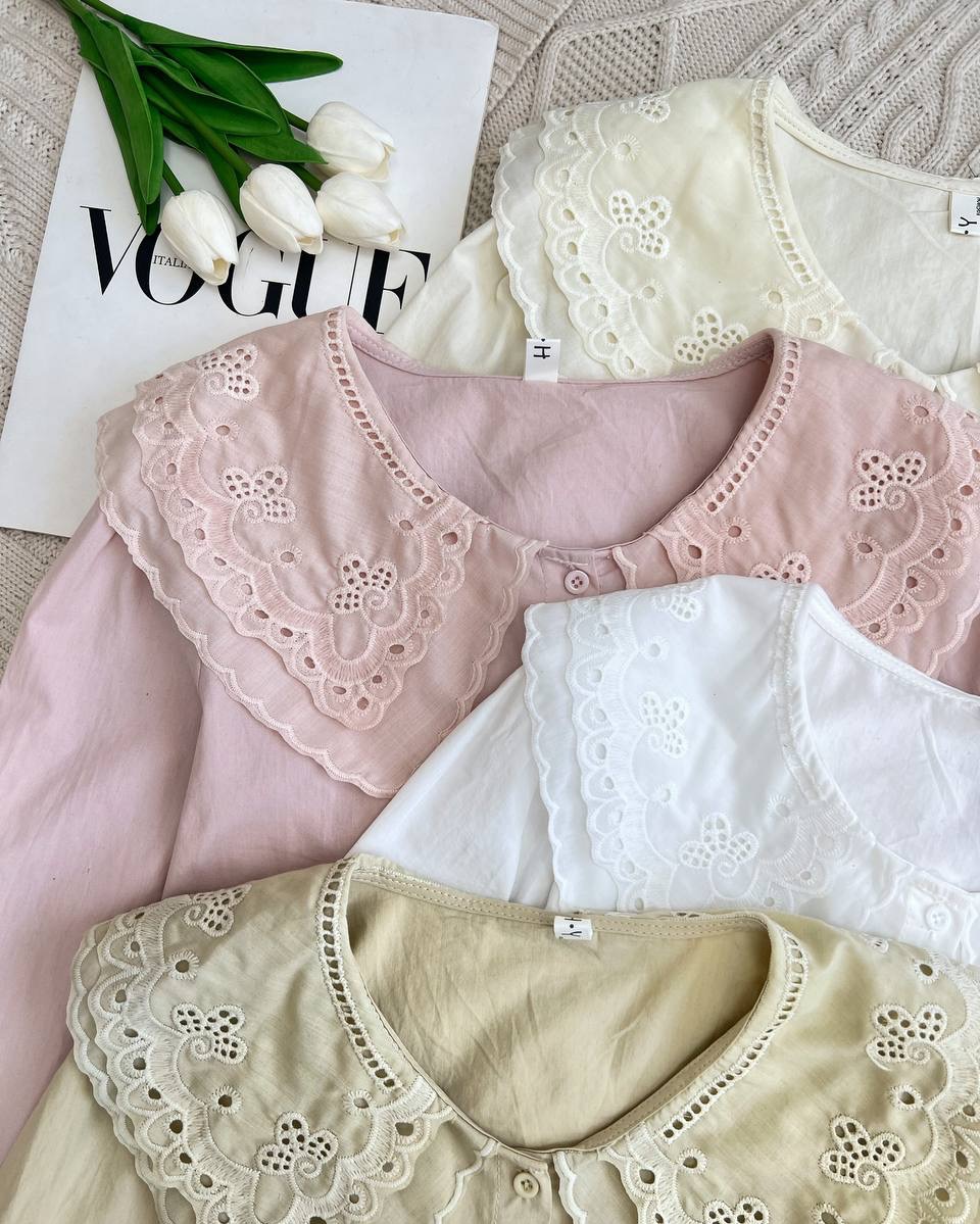 شومیز یقه خامه دوزی کتان نخ کد 3786