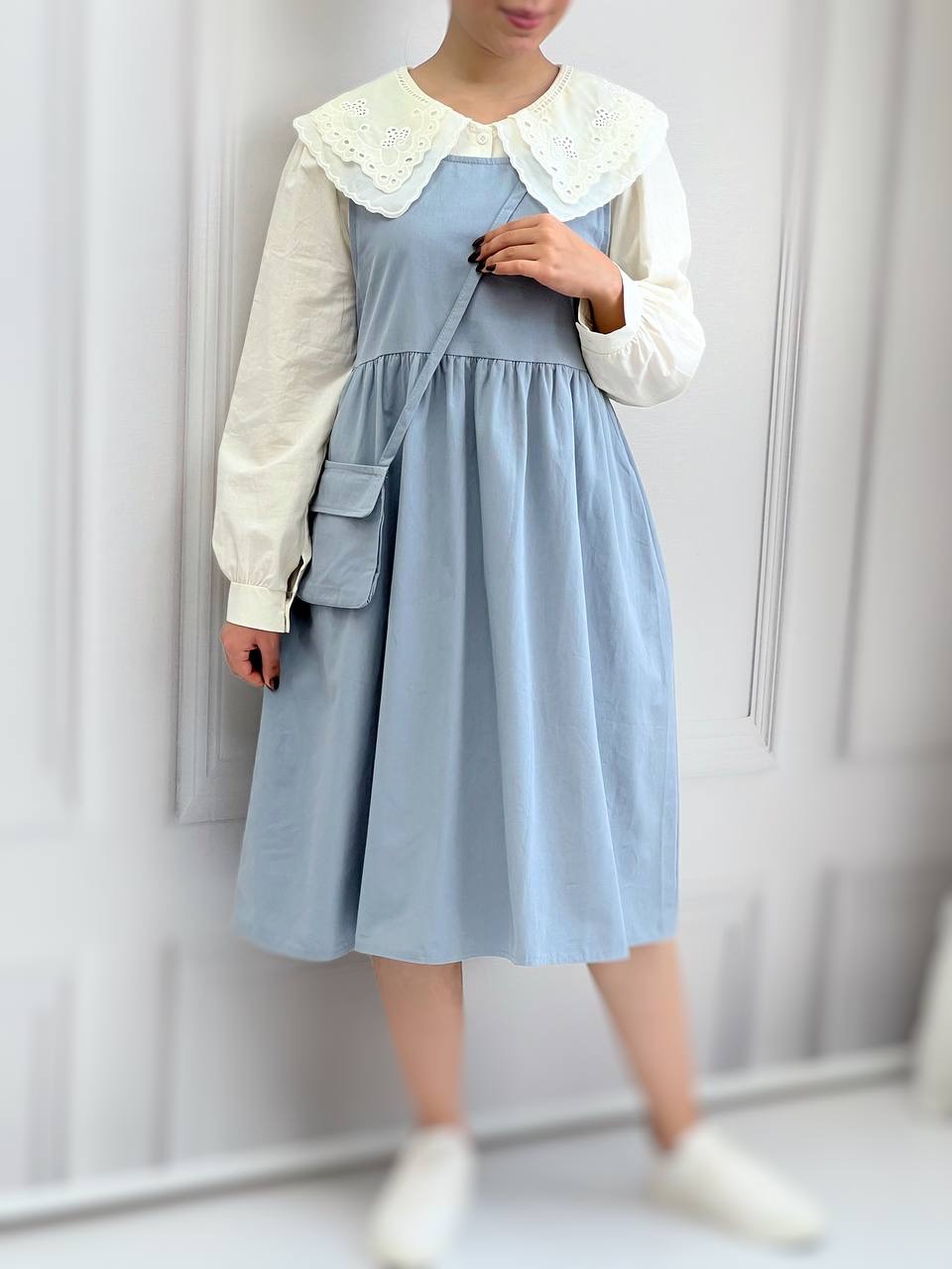 ست سارافون کتان + کیف کد 3787