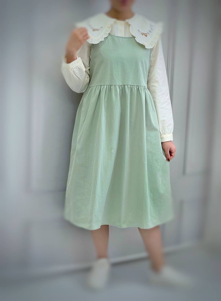 ست سارافون کتان + کیف کد 3787