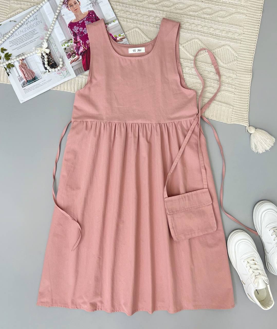 ست سارافون کتان + کیف کد 3787