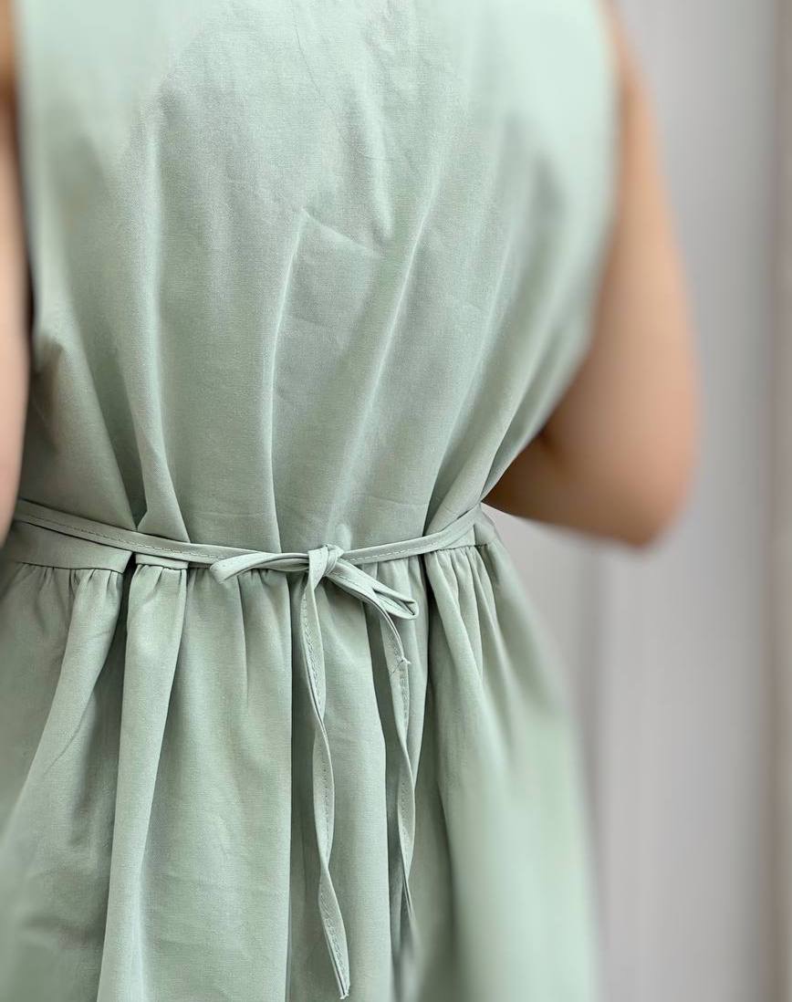 ست سارافون کتان + کیف کد 3787