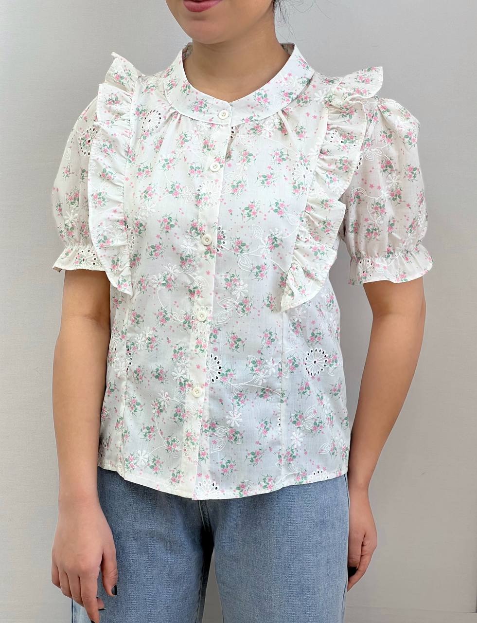 شومیز خامه دوزی گل برجسته کد 3790