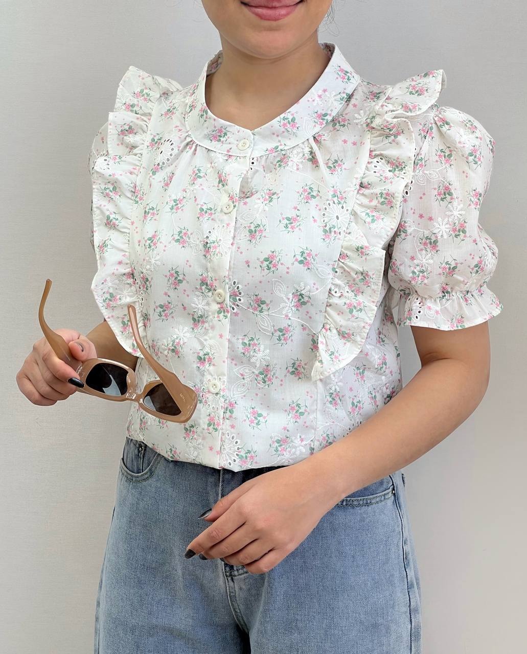 شومیز خامه دوزی گل برجسته کد 3790