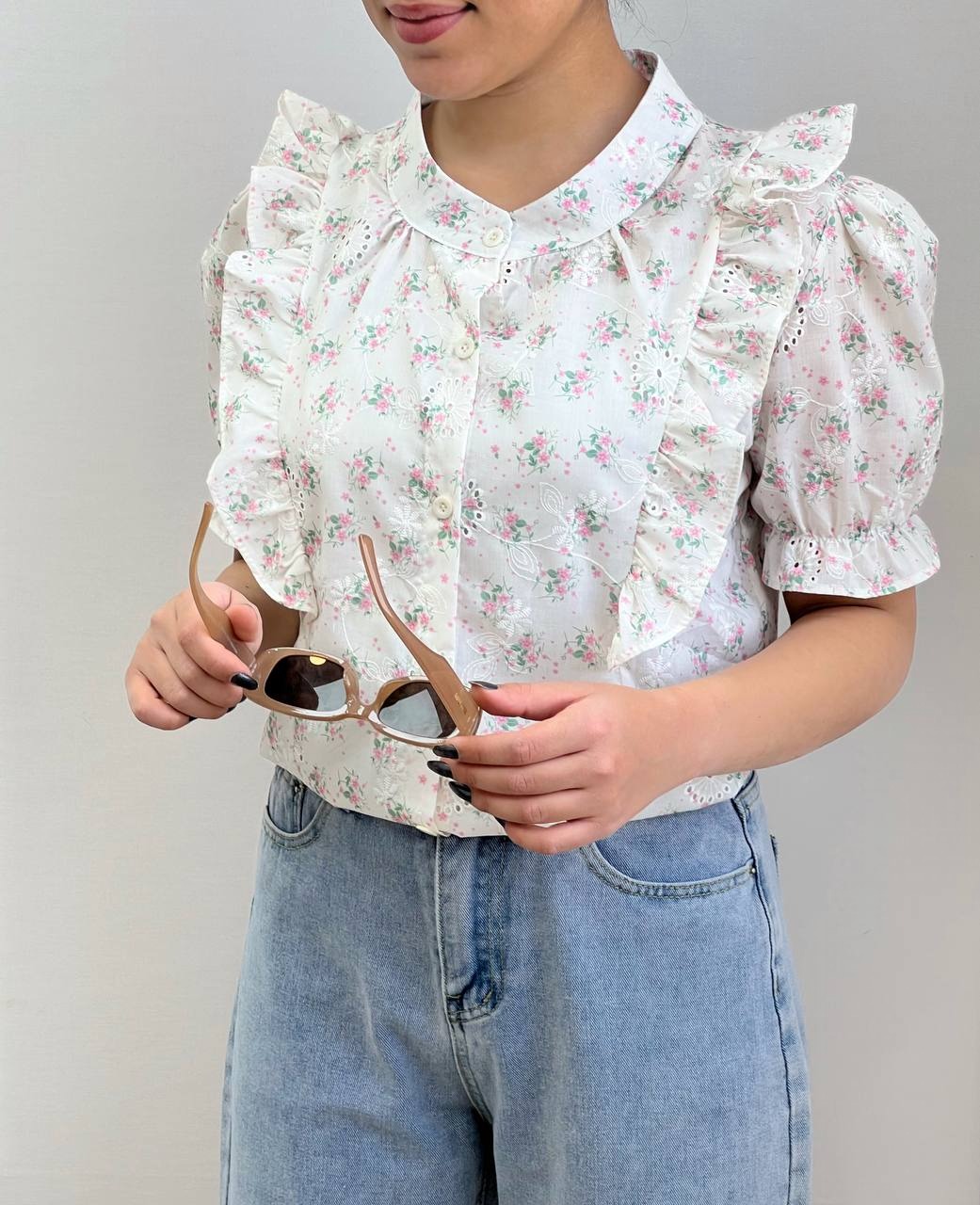 شومیز خامه دوزی گل برجسته کد 3790