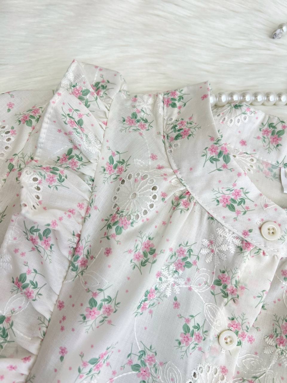 شومیز خامه دوزی گل برجسته کد 3790