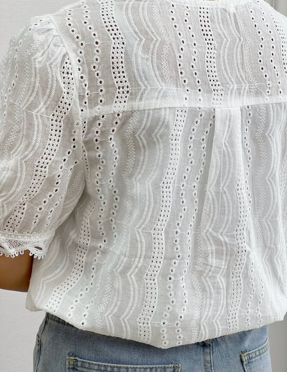 شومیز خامه دوزی سفید کد 3791