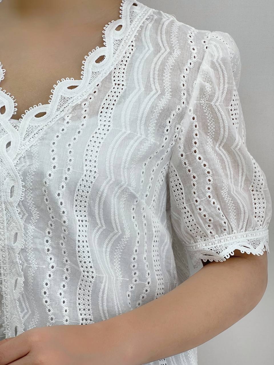 شومیز خامه دوزی سفید کد 3791