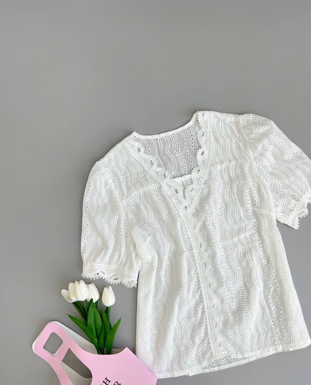 شومیز خامه دوزی سفید کد 3791