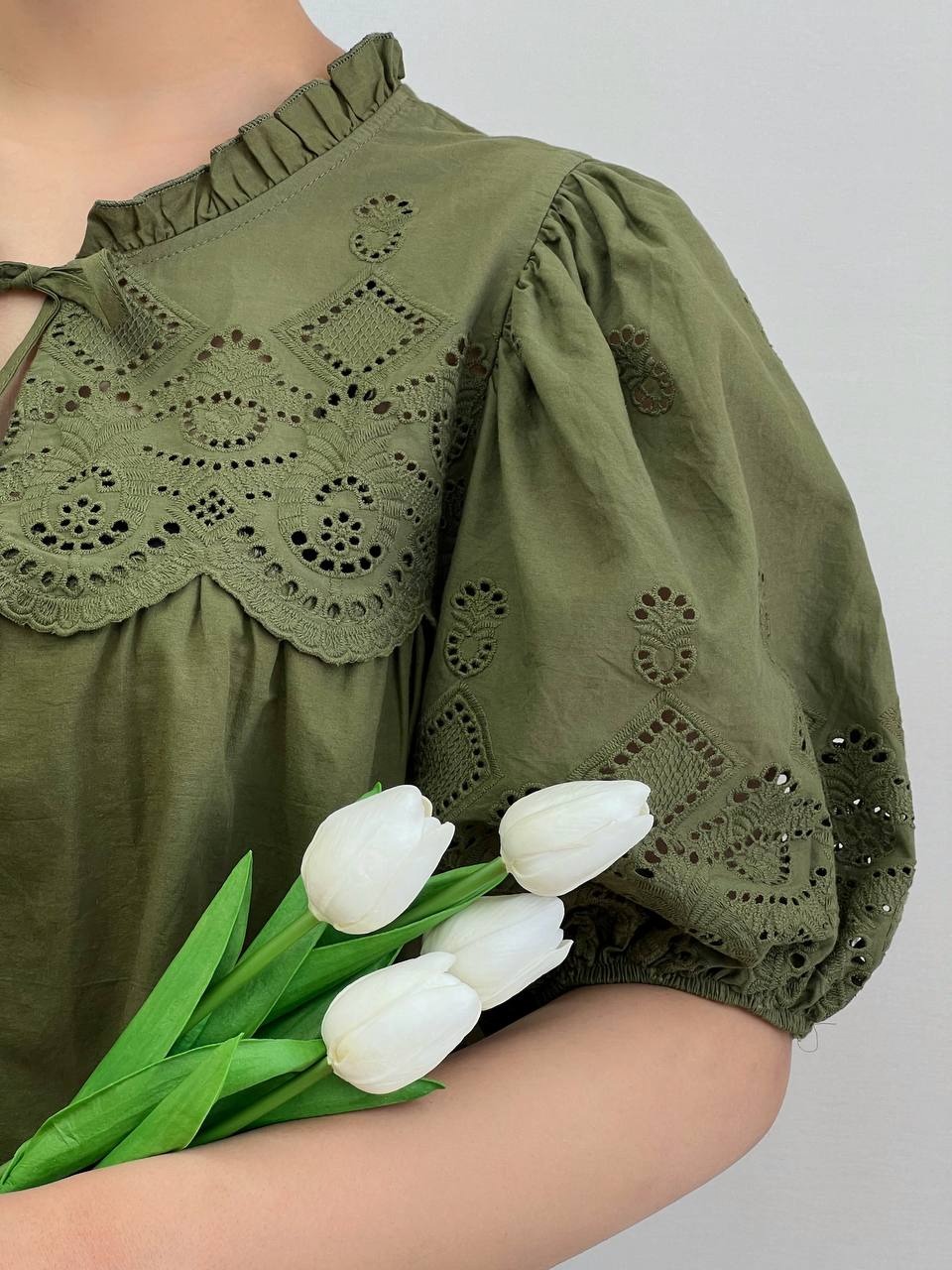 شومیز خامه دوزی سبز کد 3792