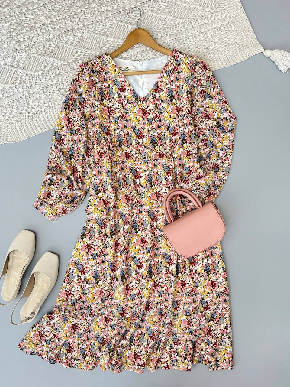 پیراهن گلدار تکرنگ کد 3796