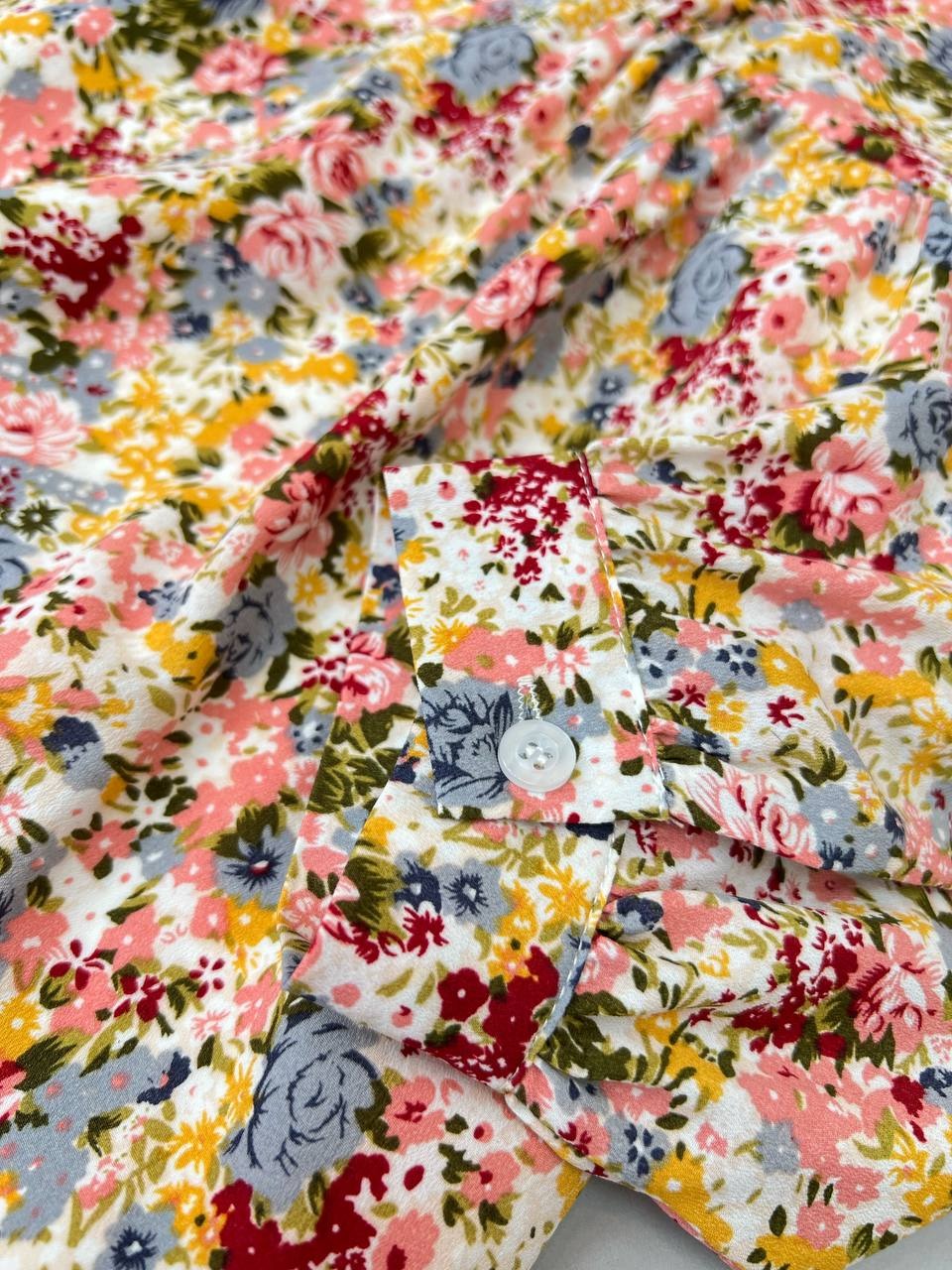 پیراهن گلدار تکرنگ کد 3796