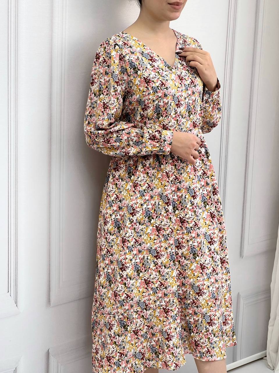 پیراهن گلدار تکرنگ کد 3796