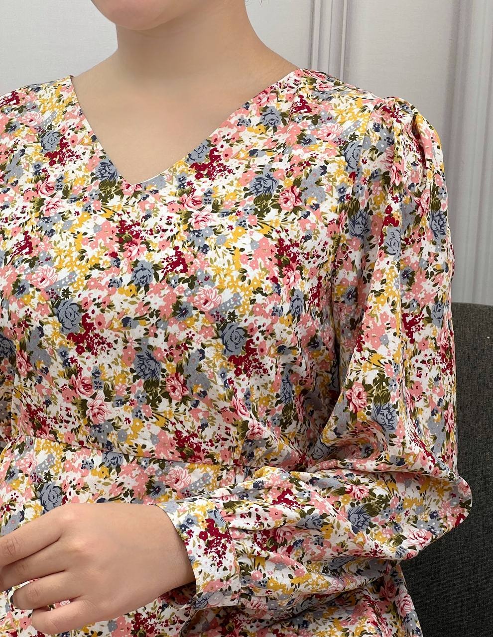 پیراهن گلدار تکرنگ کد 3796