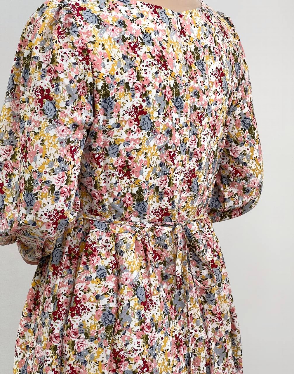 پیراهن گلدار تکرنگ کد 3796