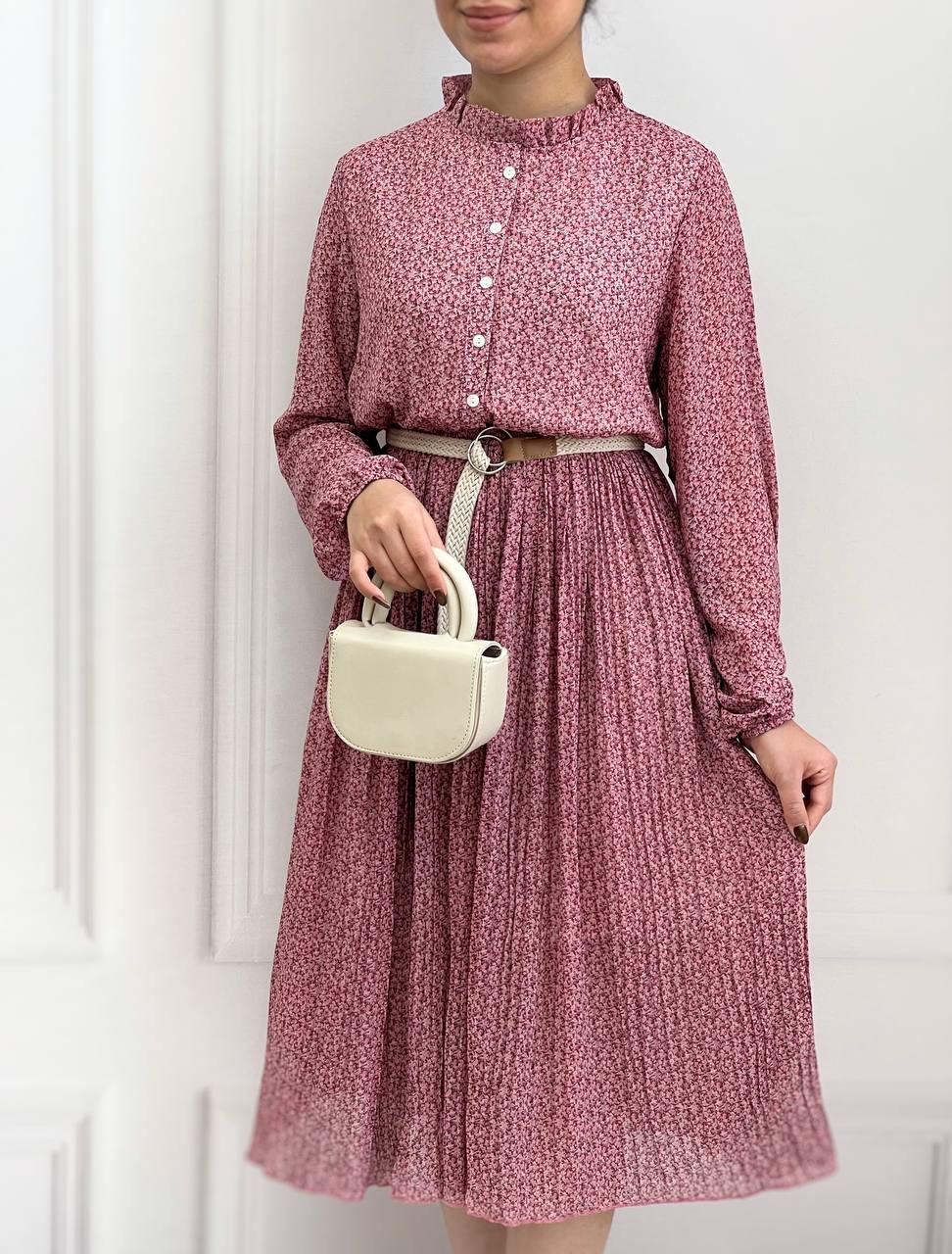 پیراهن حریر پلیسه گل ریز کد 3646