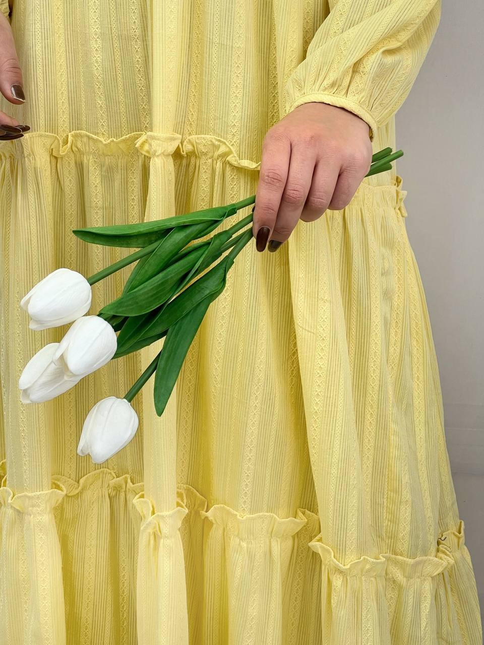 پیراهن بلند گل برجسته کد 3798