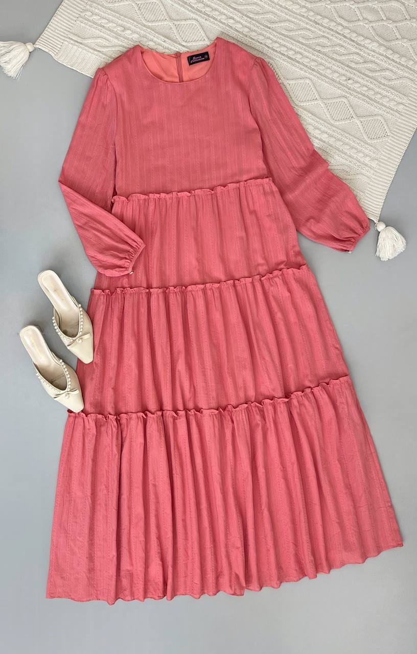 پیراهن بلند گل برجسته کد 3798