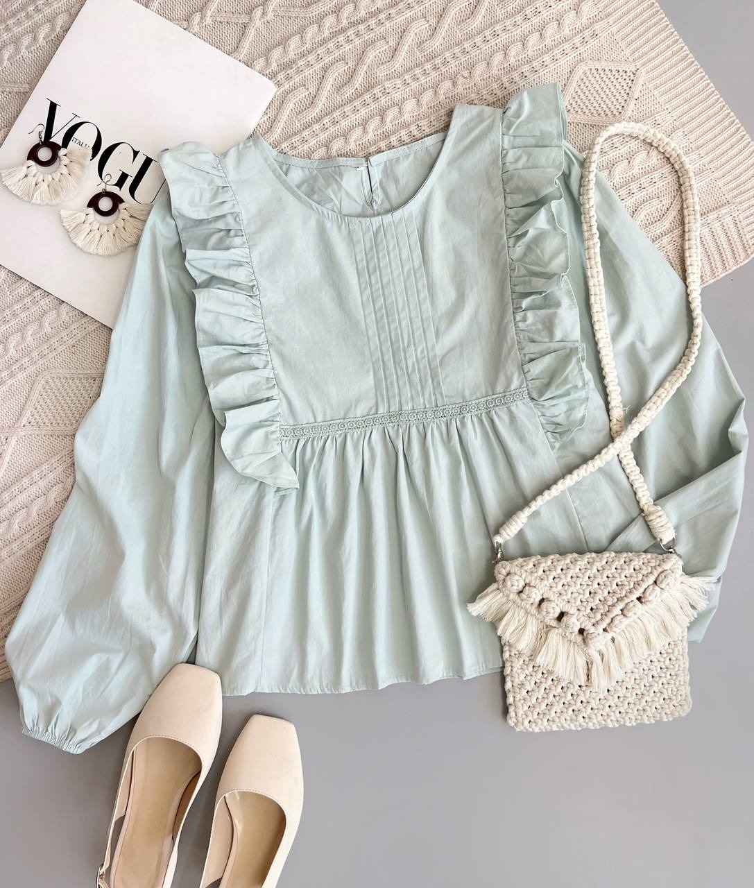 شومیز سرشانه چین عروسکی کد 3799