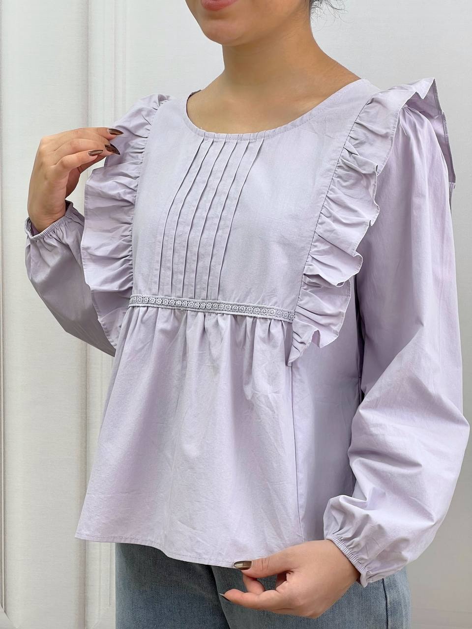 شومیز سرشانه چین عروسکی کد 3799