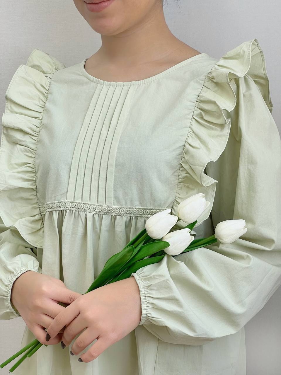 شومیز سرشانه چین عروسکی کد 3799