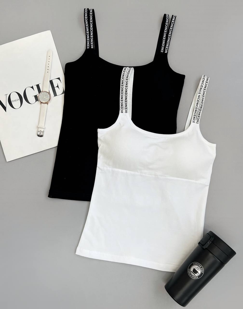 تاپ کاپ دار سفید،مشکی کد 3802