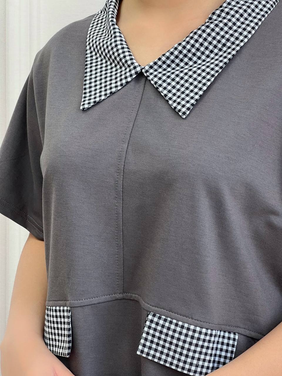 ست بلوز و شلوارک چهارخونه کد 3804