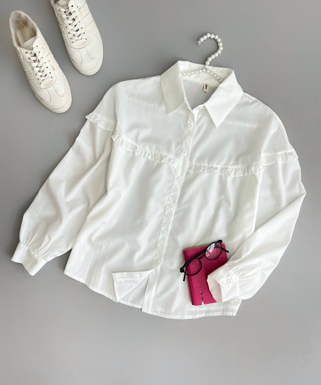 شومیز بالا چین دار جلو دکمه کد 3809