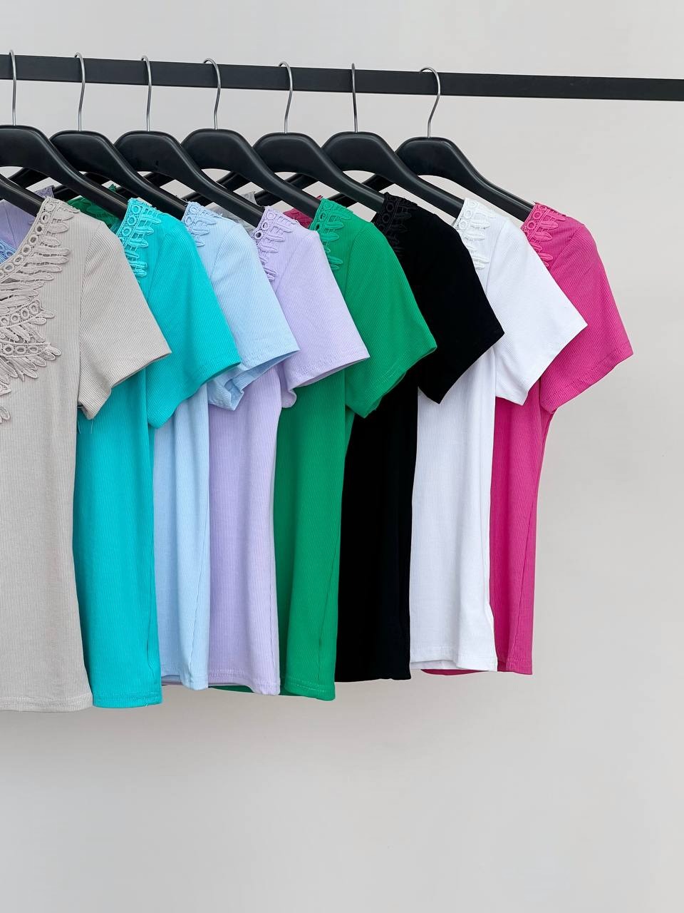 تیشرت یقه گیپور رنگی کد 3814