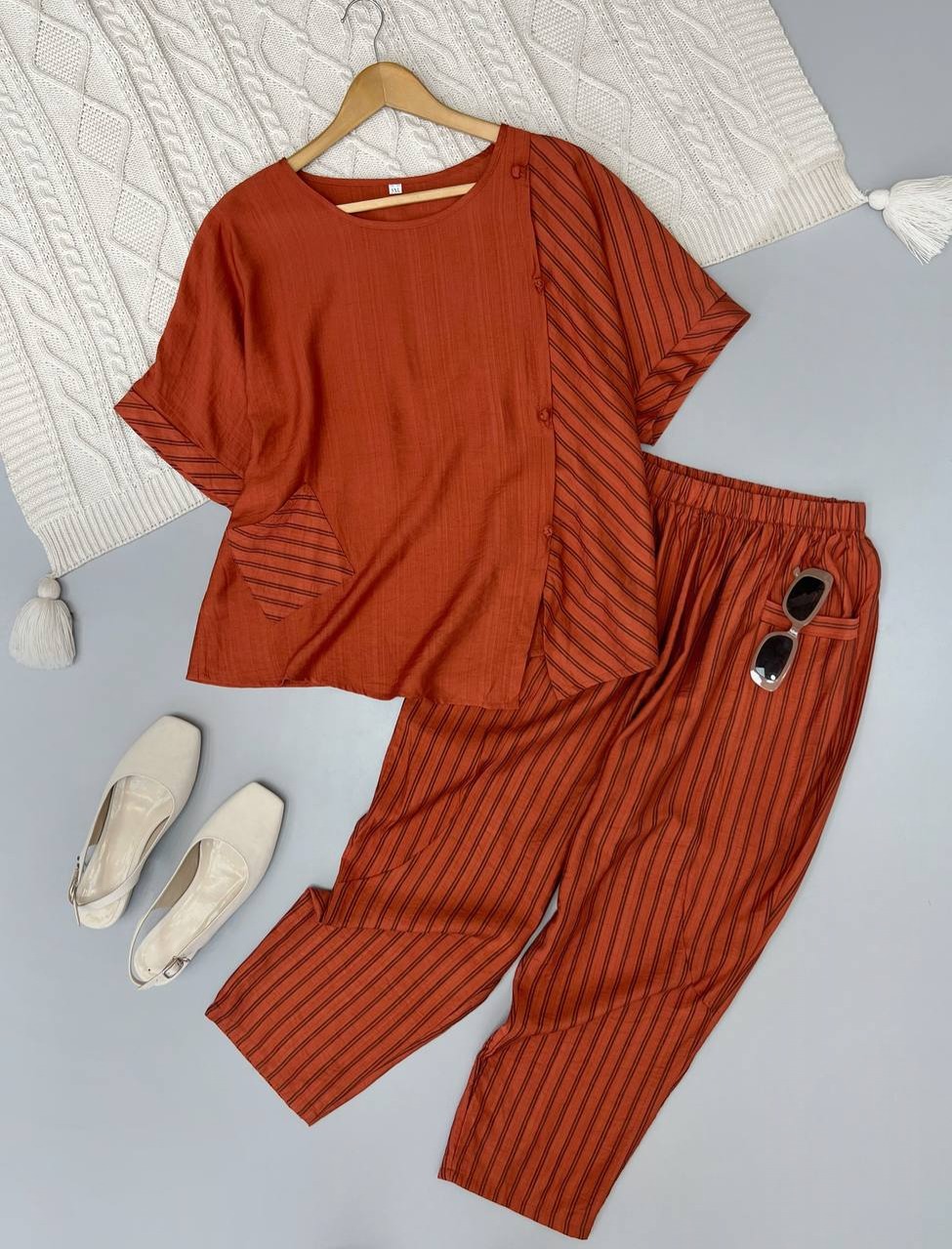 ست شومیز و شلوار راه راه کد 3825