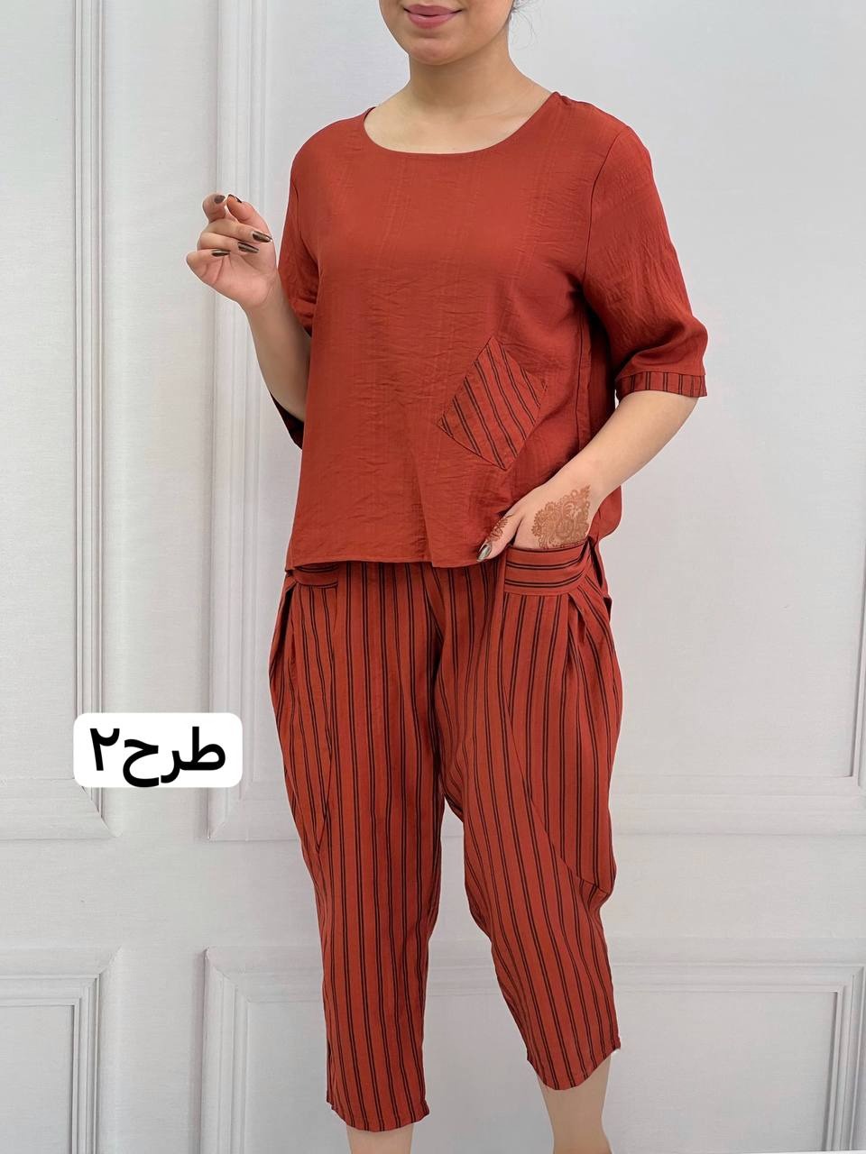 ست شومیز و شلوار راه راه کد 3825