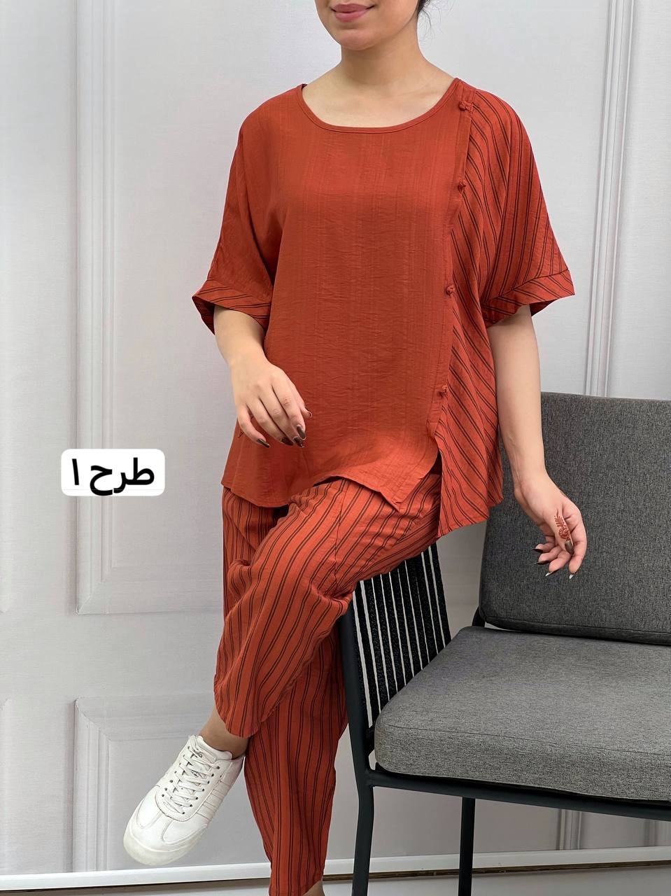 ست شومیز و شلوار راه راه کد 3825