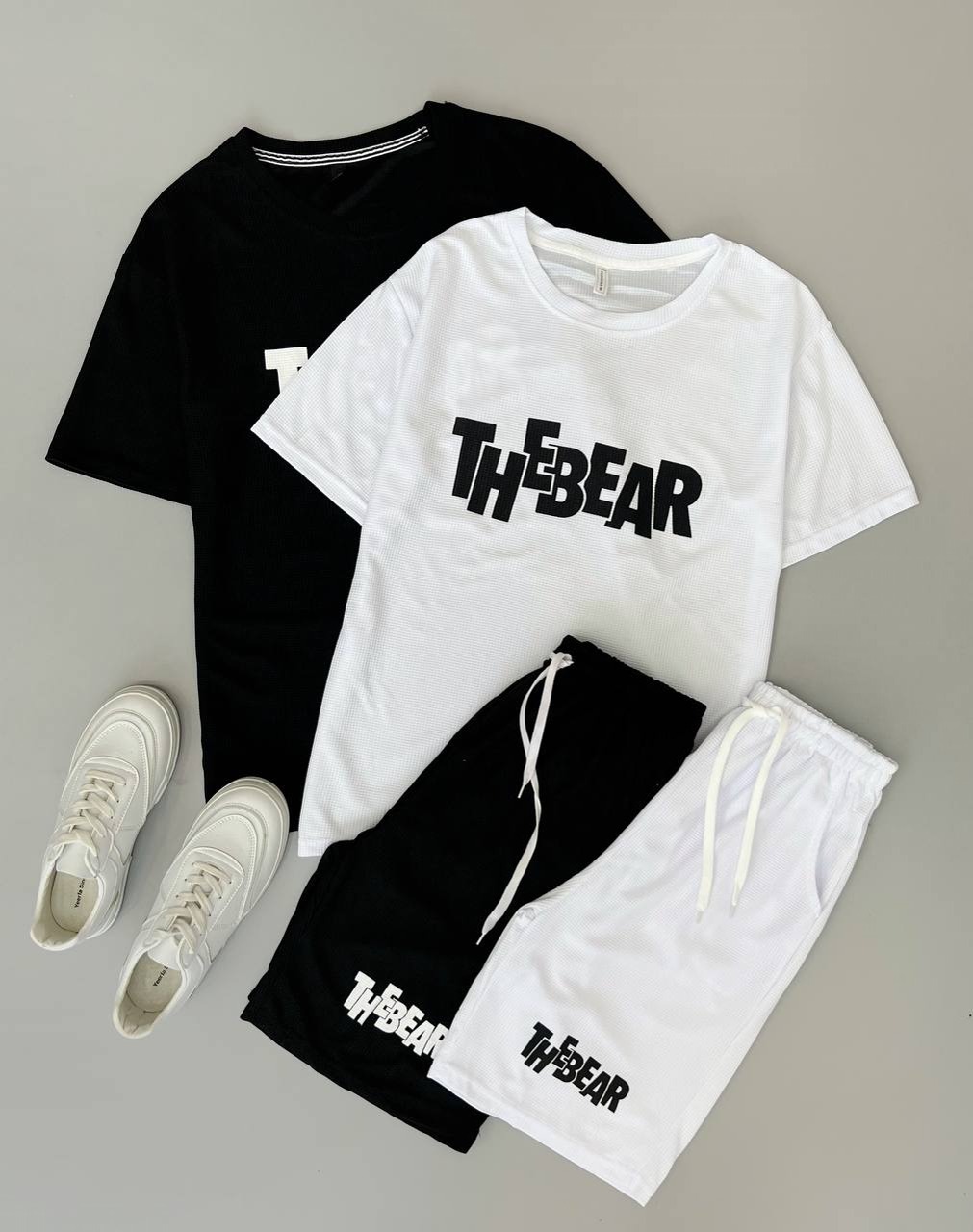 ست تیشرت و شلوارک سفید/مشکی کد 3826