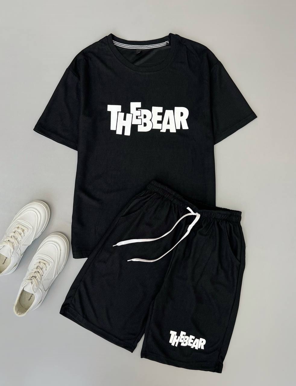 ست تیشرت و شلوارک سفید/مشکی کد 3826