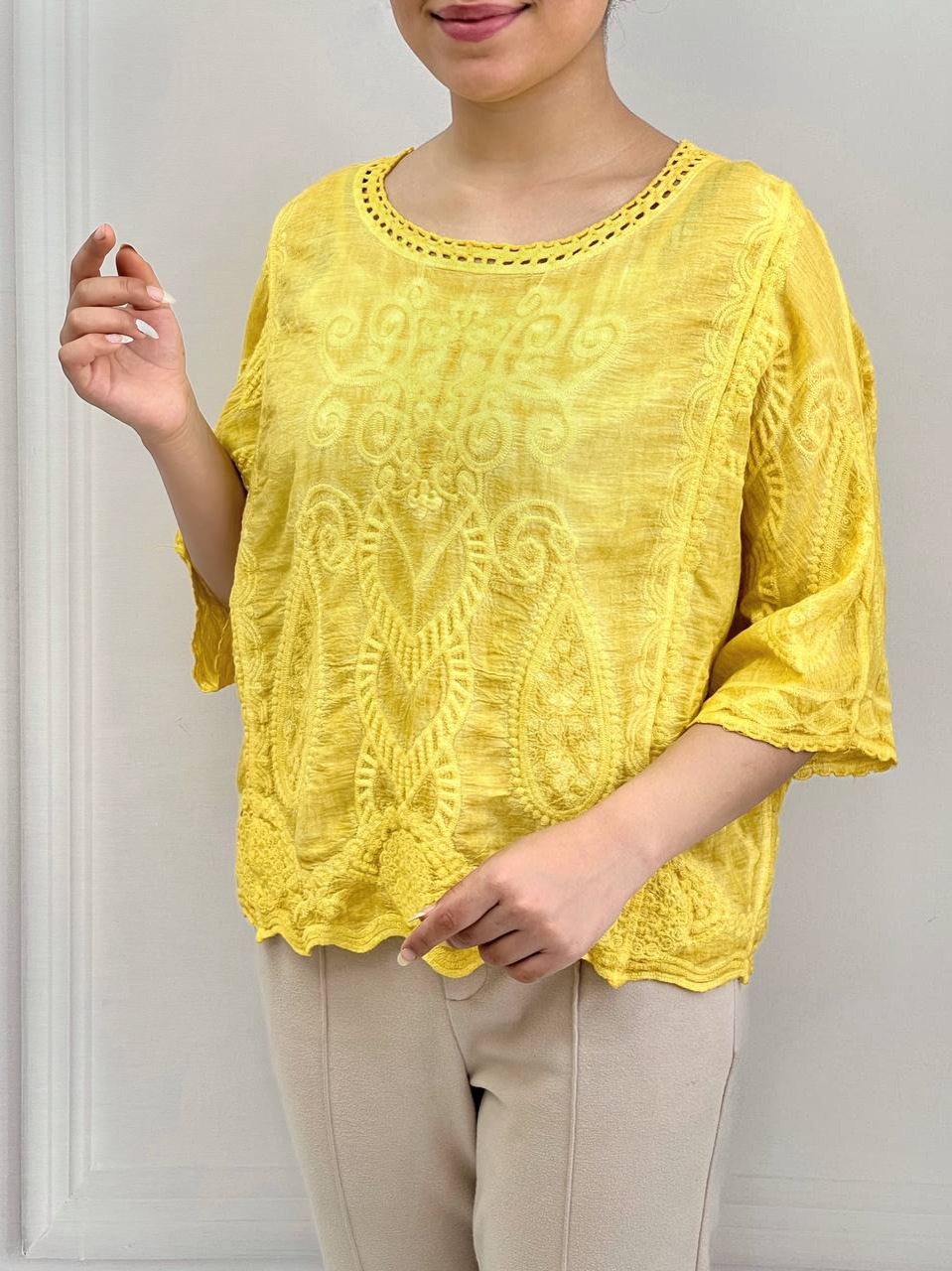 شومیز کنف نخ تمام گلدوزی شده کد 3830