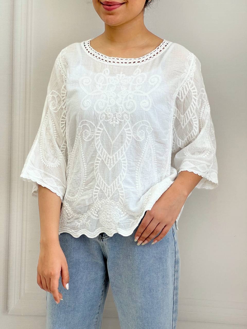 شومیز کنف نخ تمام گلدوزی شده کد 3830