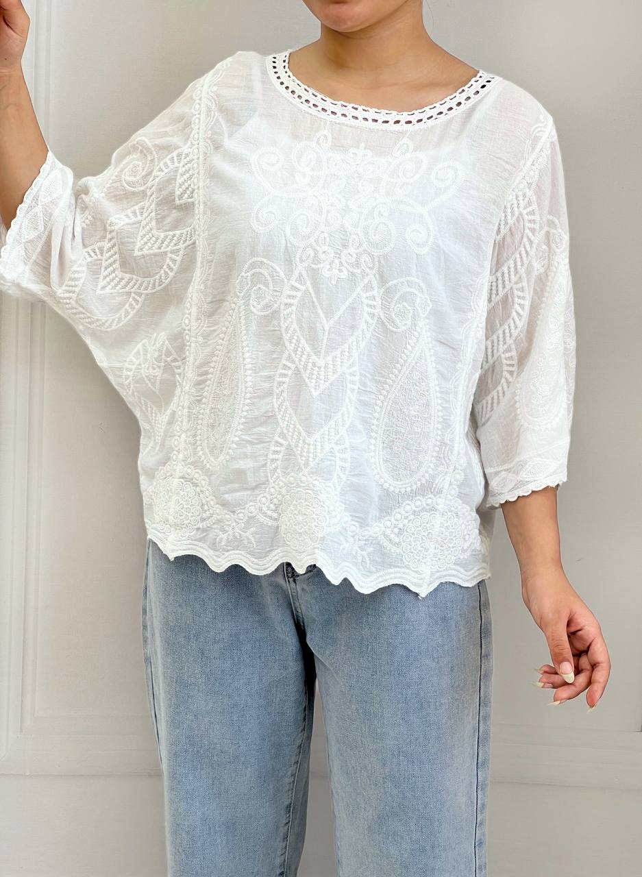 شومیز کنف نخ تمام گلدوزی شده کد 3830