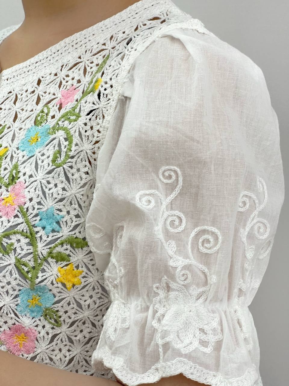 شومیز قلاب بافی آستین پف کد 3835