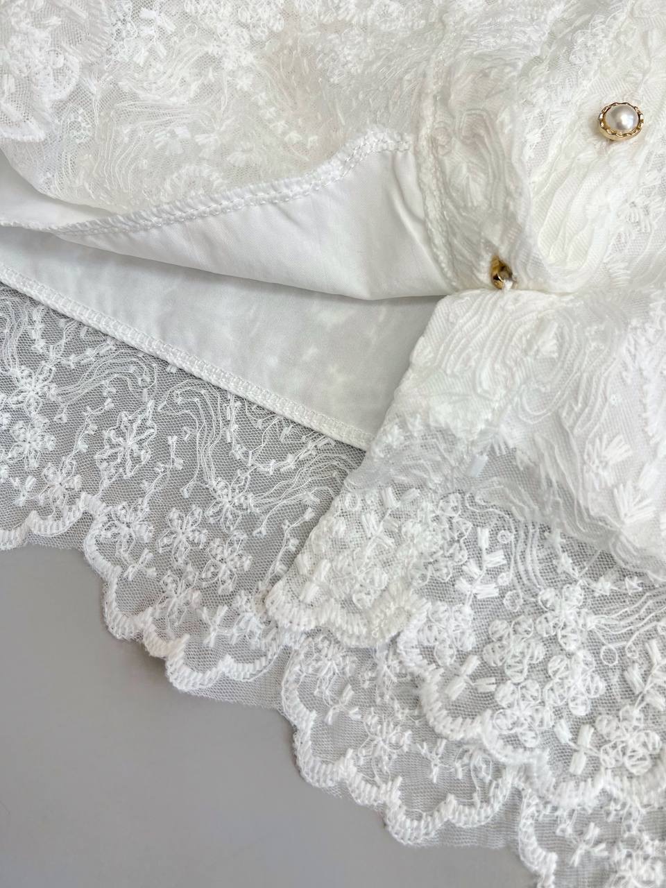 شومیز تمام دانتل گل برجسته کد 3837