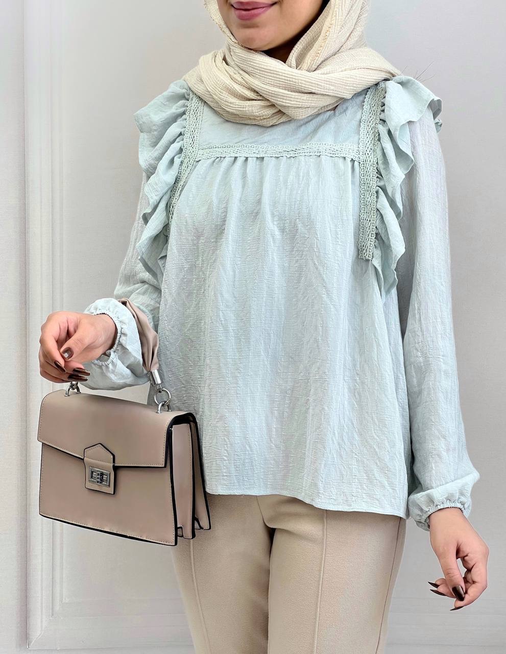 شومیز سرشانه چین عروسکی کد 3838