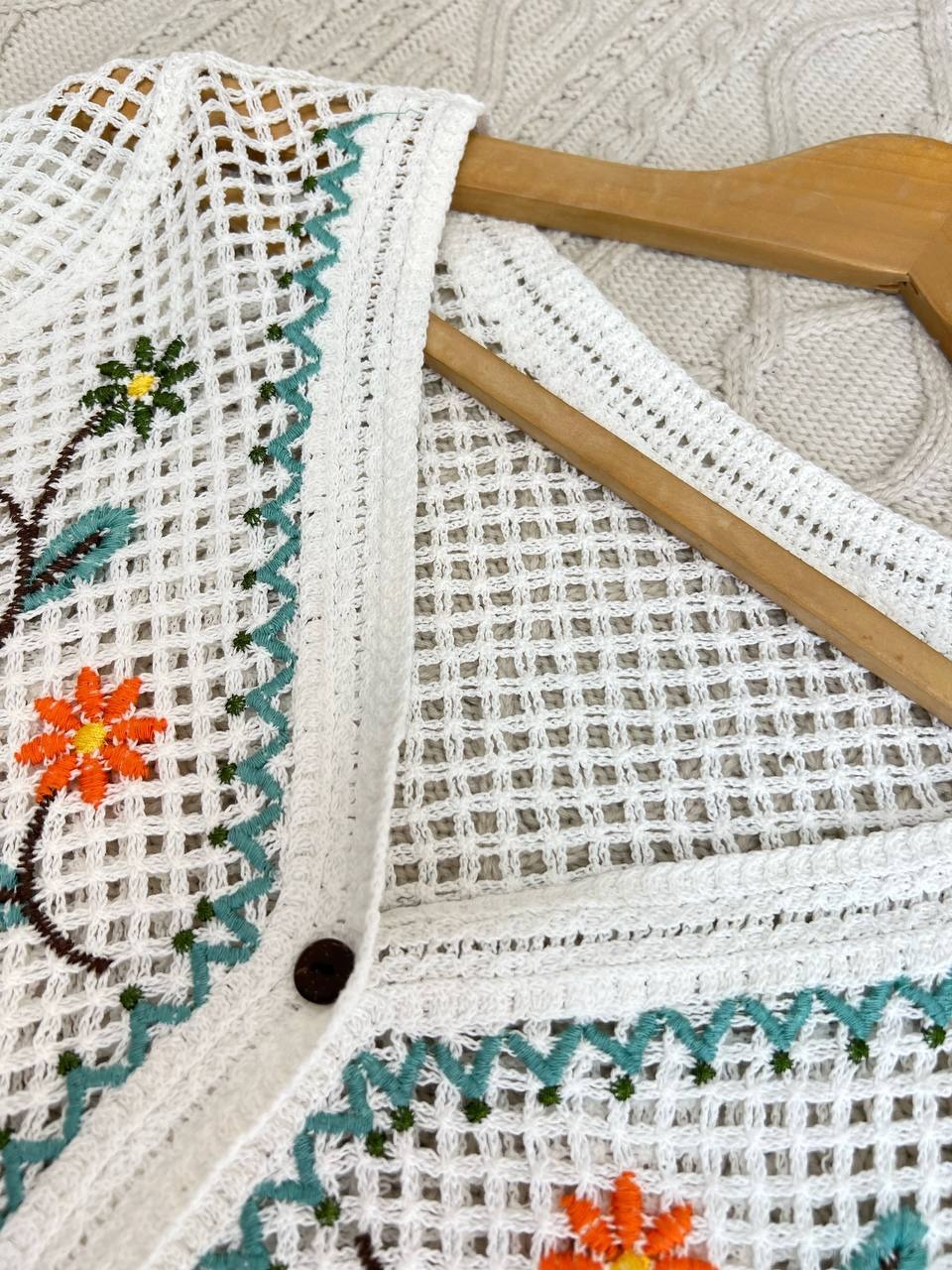 شومیز قلاب بافی جلو دکمه کد 3839