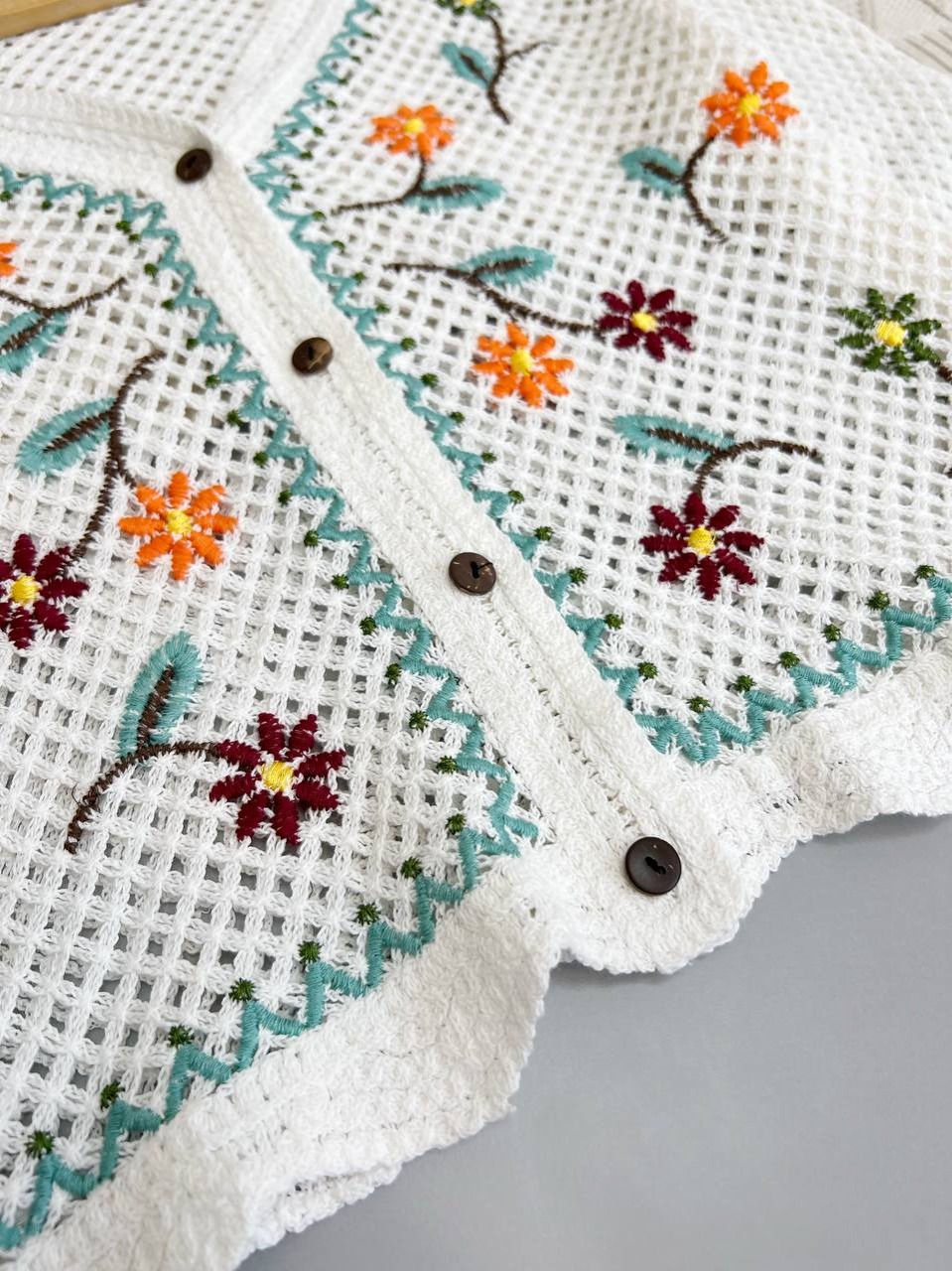 شومیز قلاب بافی جلو دکمه کد 3839