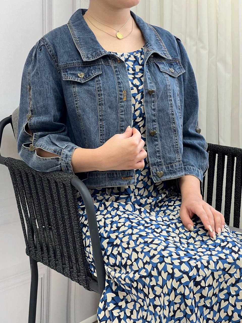 ست سارافن و کت جین کد 3841